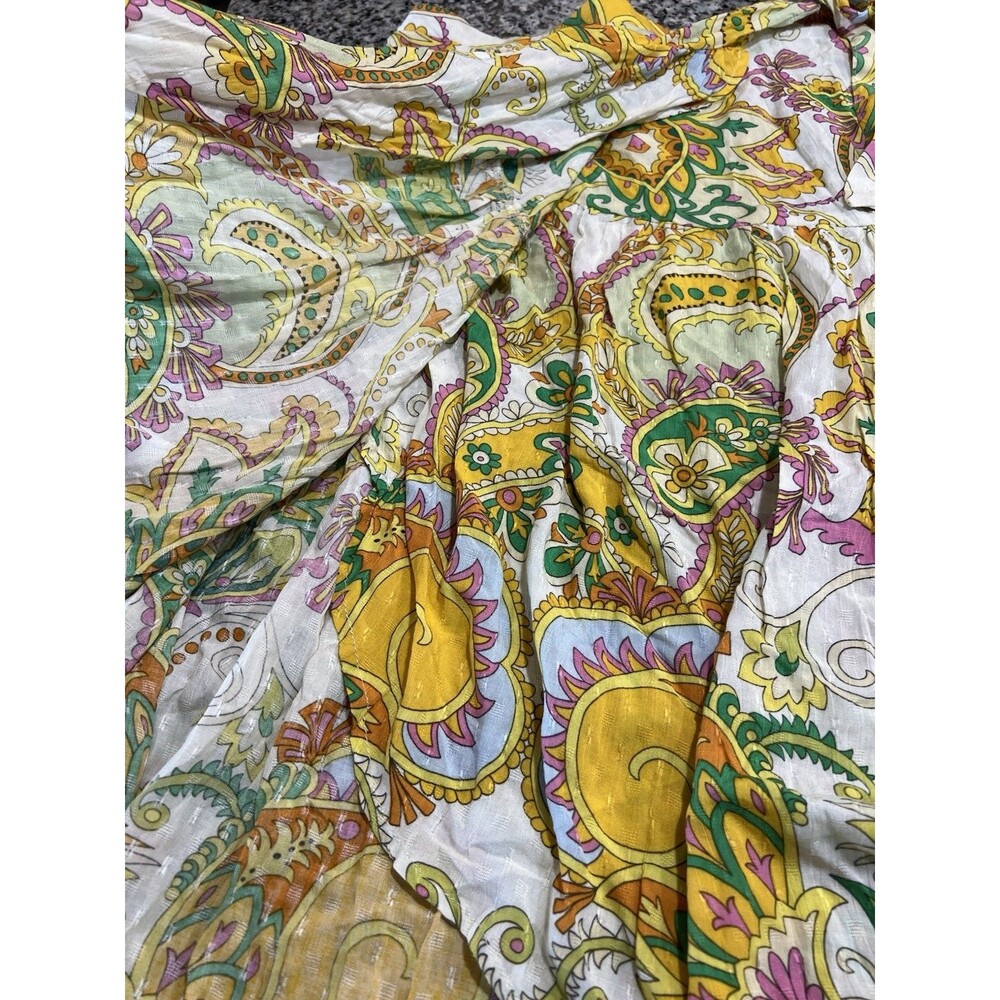 Haute Hippie long Tiered Wrap Floral skirt pink/green/yellow Boho Chic NWT large - Picture 3 of 10